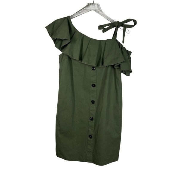 ENGLISH FACTORY Green Mini Dress Assymetrical Ruffle Size Medium - Picture 1 of 7